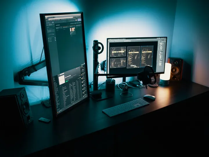 A creative workstation displaying visual work