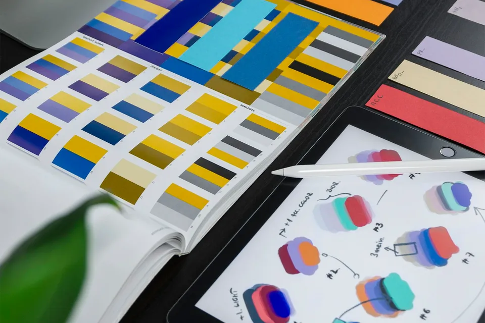 Creative design tools, color systems and digital asset worksheets